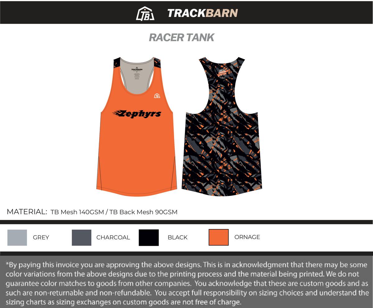 Zephyrs - Women's Track Singlet - Orange - TrackBarn
