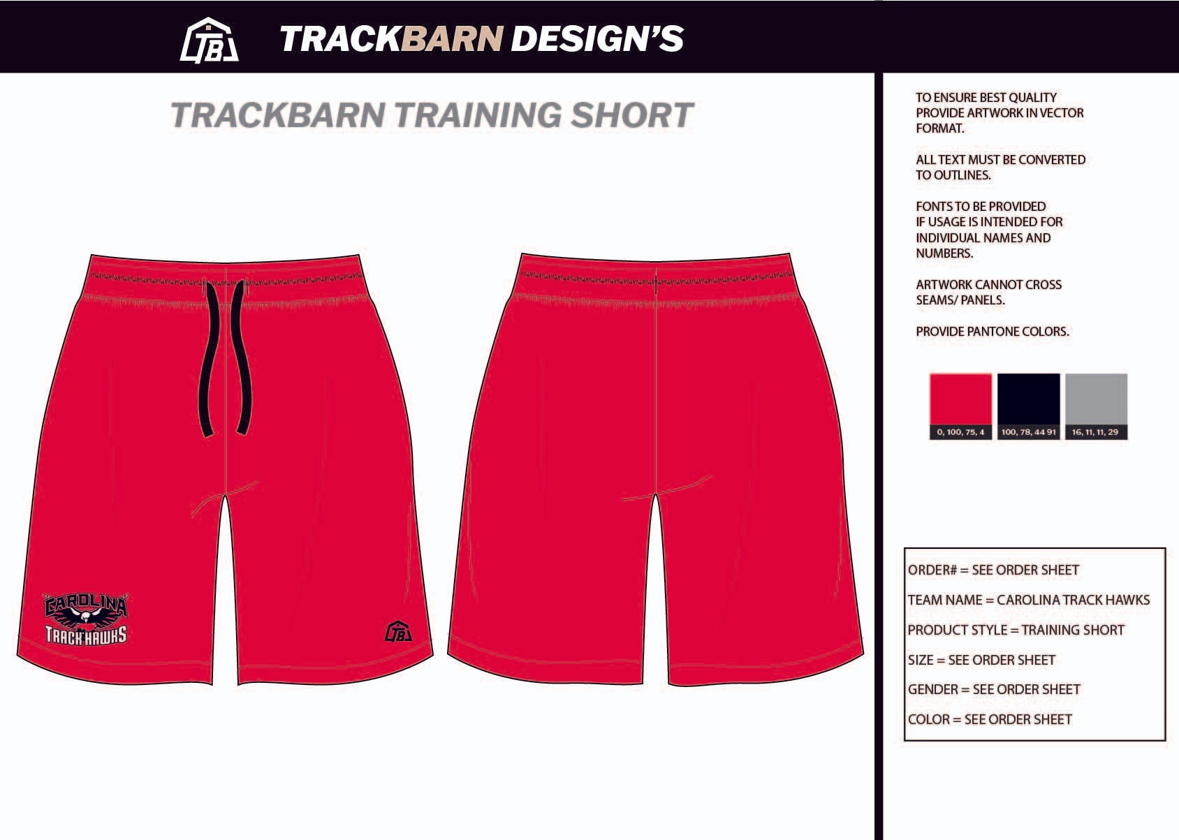 Carolina-Track-Hawks Mens Knit Shorts 9"