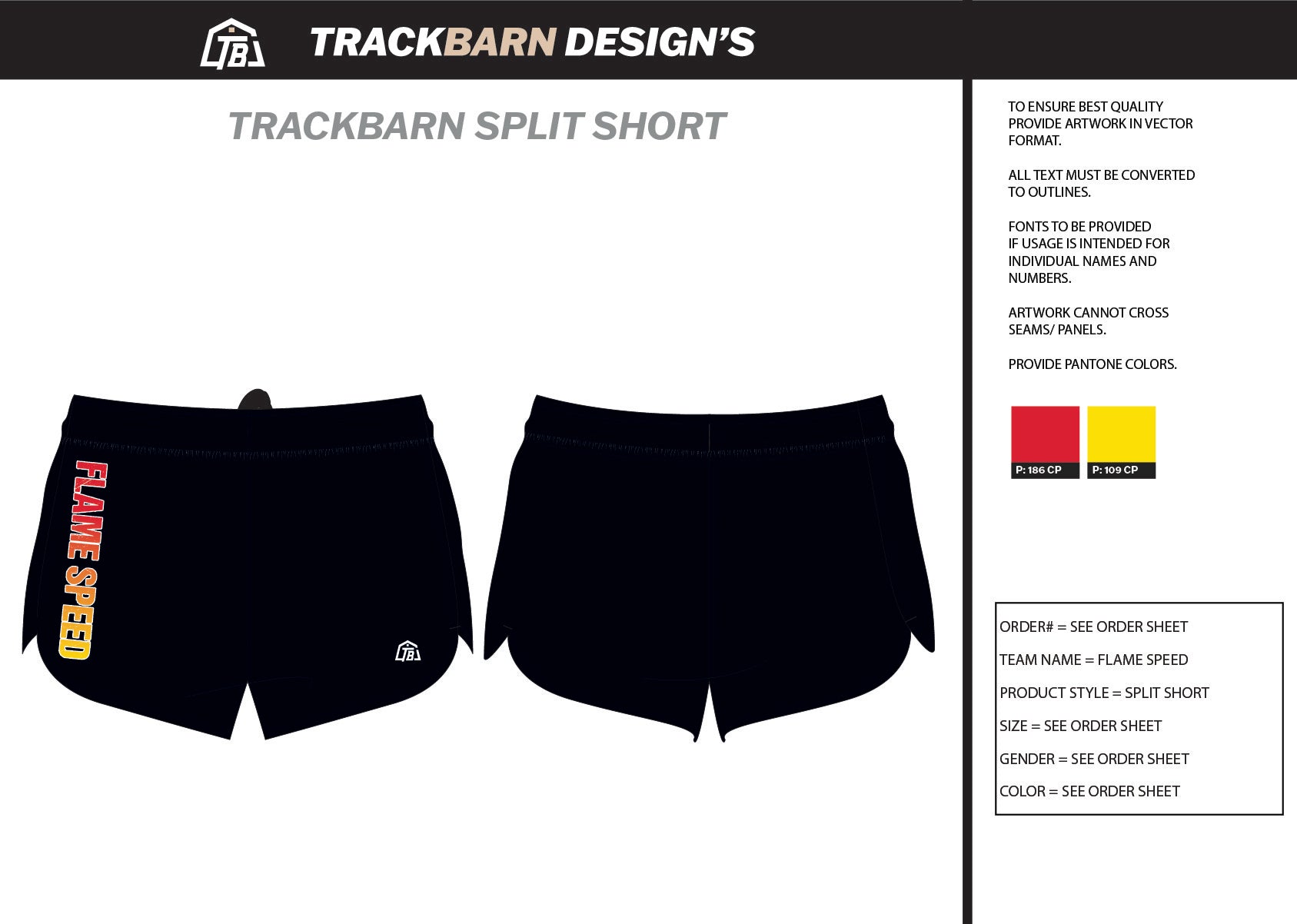 Flame-Speed- Youth Split Track Short
